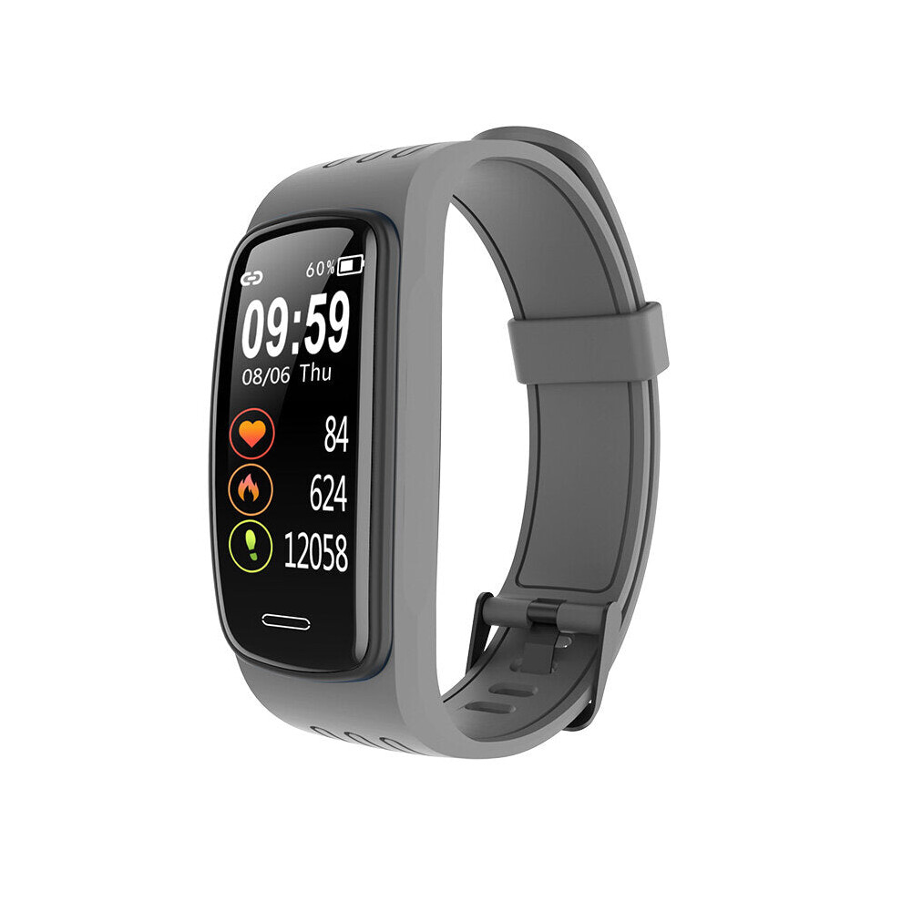 (Grey) IP68 Waterproof SpO2 Heart Rate Blood Pressure Monitor Sport Route Track Weather Forecast Smart Watch