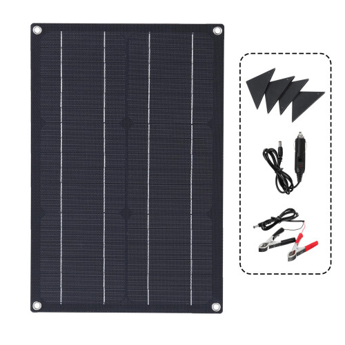 20W Solar Panel Field Vehicles Emergency Charger With 4 Protective Corners Single USB+DC 1