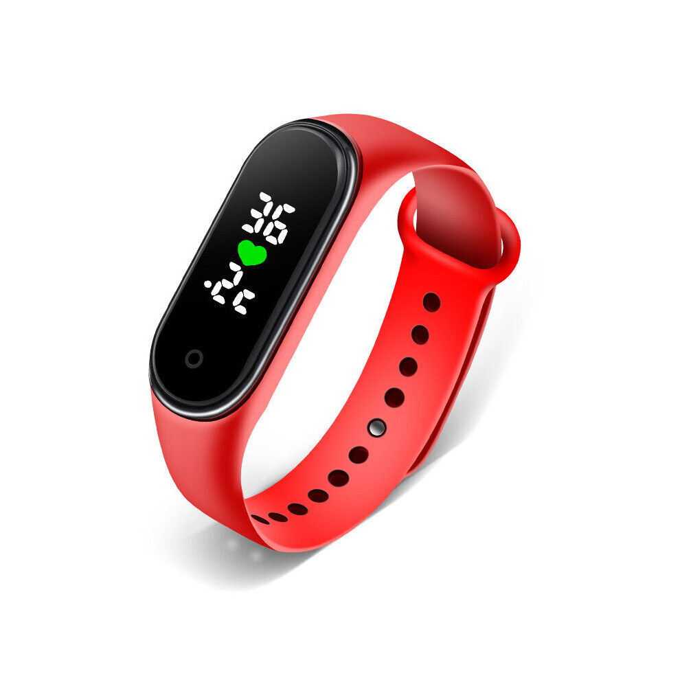 (Red) Real-time Body Temperature Detection Time Display Smart Watch Wristband