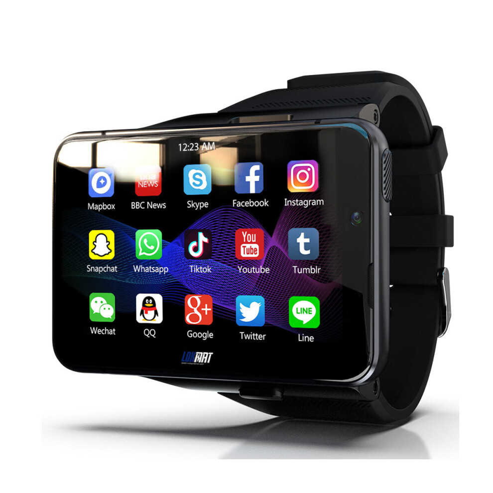 (Black) 4GB+64GB 2.88inch Detachable Big Screen 5.0MP+13MP Dual Camera WIFI GPS 4G Android Smartwatch Phone