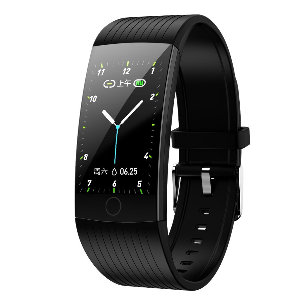 (Black) 1.14 Ips Large Screen Heart Rate Blood Pressure Monitor Physiological Reminder Fitness Tracker Ip68 Waterproof Usb Charging Smart Watch Black 9495687797793