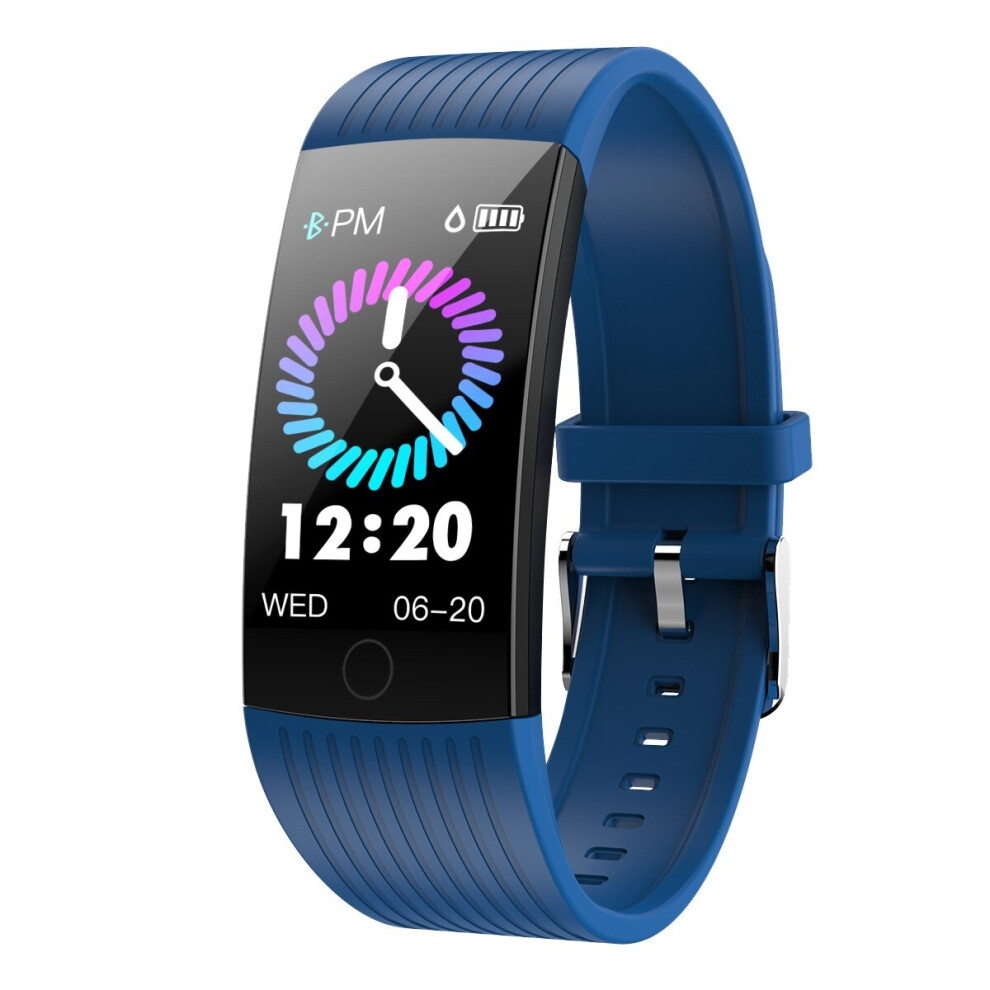 (Blue) 1.14 Ips Large Screen Heart Rate Blood Pressure Monitor Physiological Reminder Fitness Tracker Ip68 Waterproof Usb Charging Smart Watch Blue 9495687797809