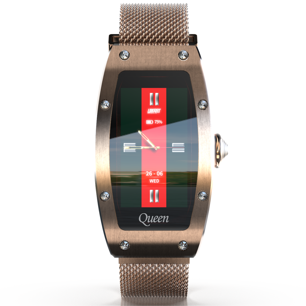 (Gold) Women Health Track Heart Rate Blood Pressure Monitor Multi-sport Modes 2 Straps BT5.0 Smart Watch