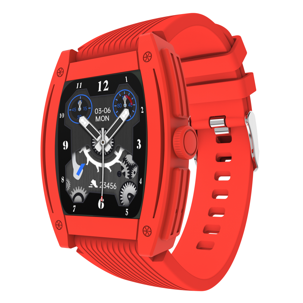 (Red) 1.57 Inch Full Touch Screen Spo2 Heart Rate Blood Pressure Blood Oxygen Monitor 65 Days Standby Ip67 Waterproof Smart Watch Red 9495687797724