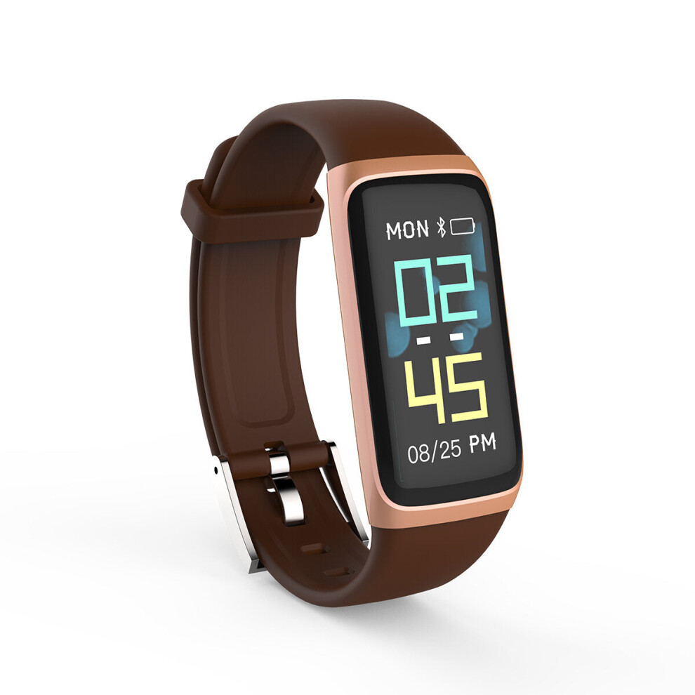 (Brown) 0.96 inch TFT Color Screen Sports Heart Rate Blood Pressure Monitor Wristband Smart Watch