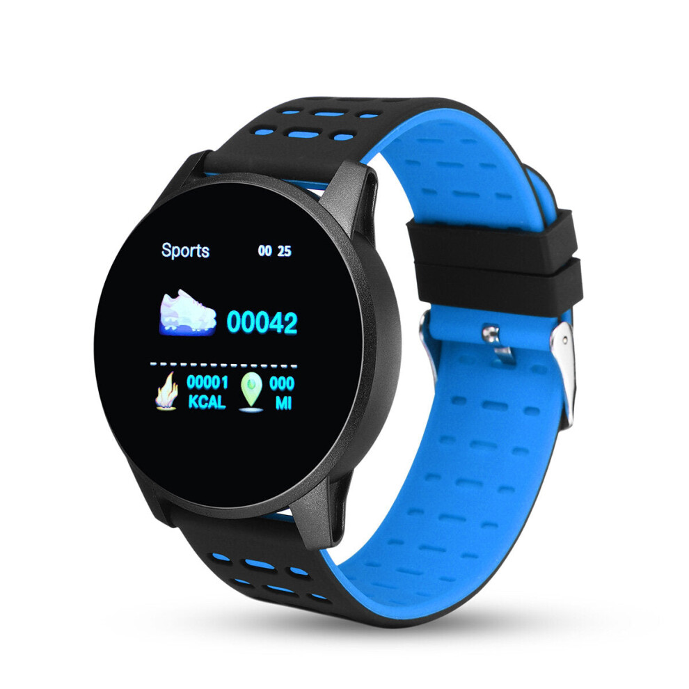 (Blue) 1.3' Color Screen Heart Rate Blood Pressure Oxygen Monitor Waterproof Social Message View Smart Watch Blue 9495687788838