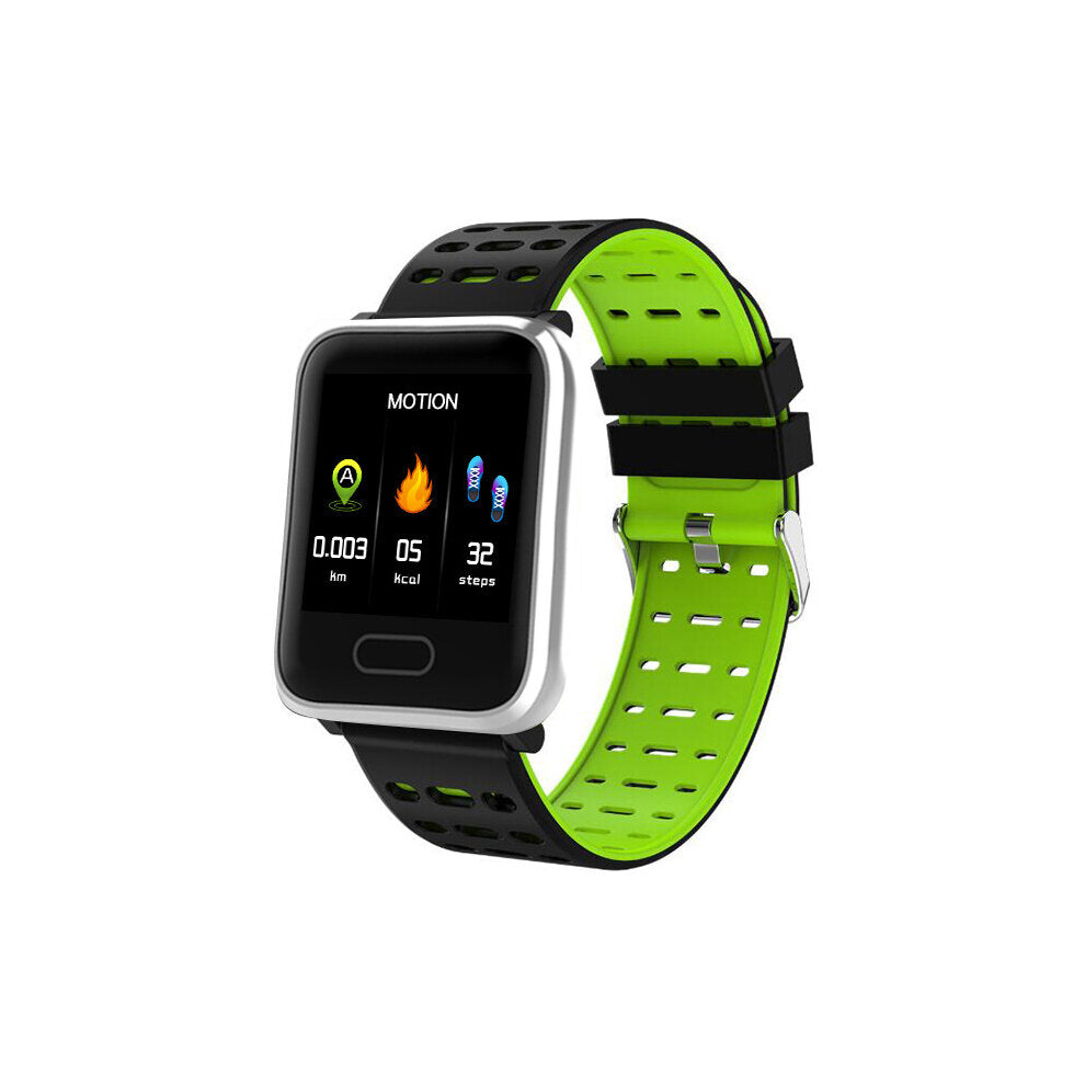 (Green) Weather IP67 Waterproof Heart Rate Blood Pressure Oxygen Monitor Colorful Band Smart Watch