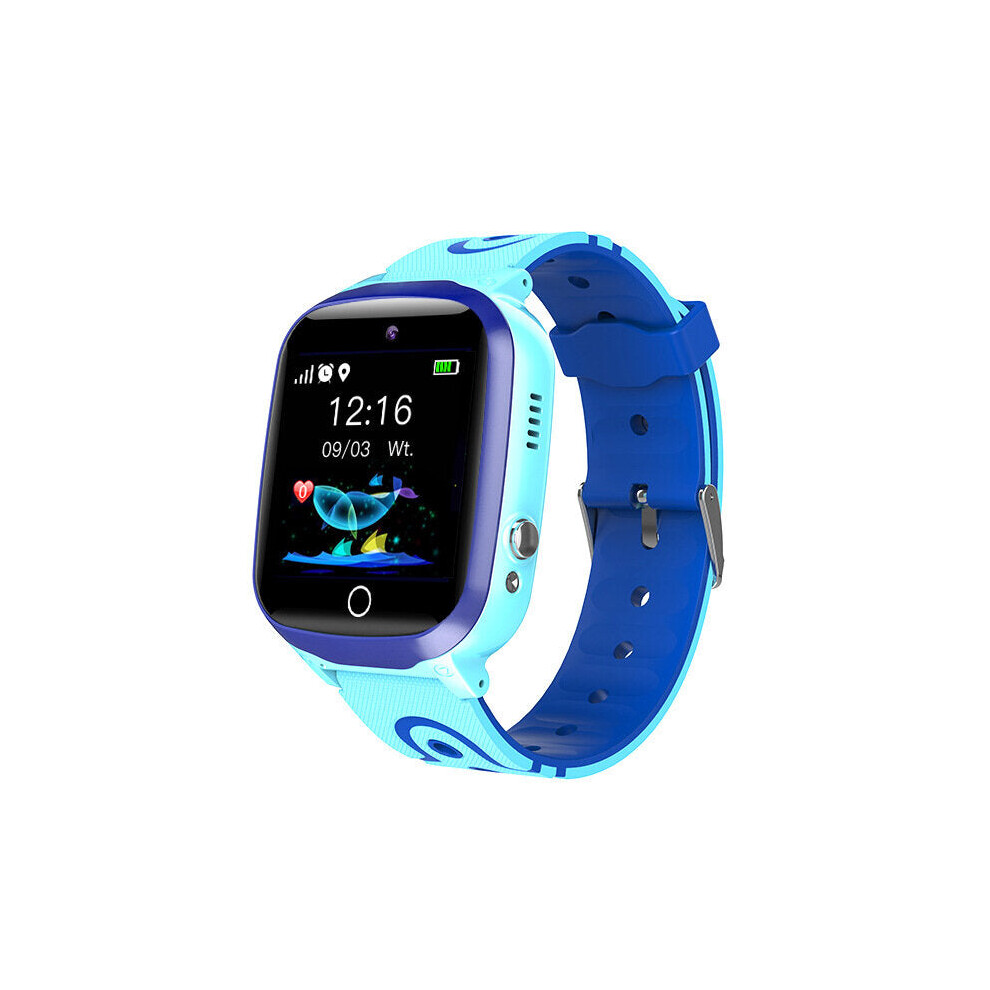 (Blue) 1.44 inch 2.5D IPS Touch Screen GPS LBS WIFI Location Tracking Two-Way Call SOS Camera IP67 Waterproof 480mAh Kids Smart Watch Phone