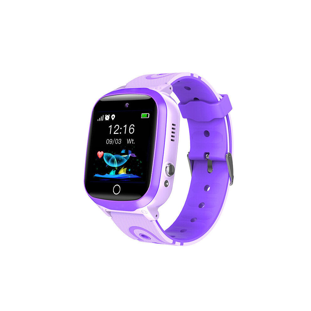 (Purple) 1.44 inch 2.5D IPS Touch Screen GPS LBS WIFI Location Tracking Two-Way Call SOS Camera IP67 Waterproof 480mAh Kids Smart Watch Phone