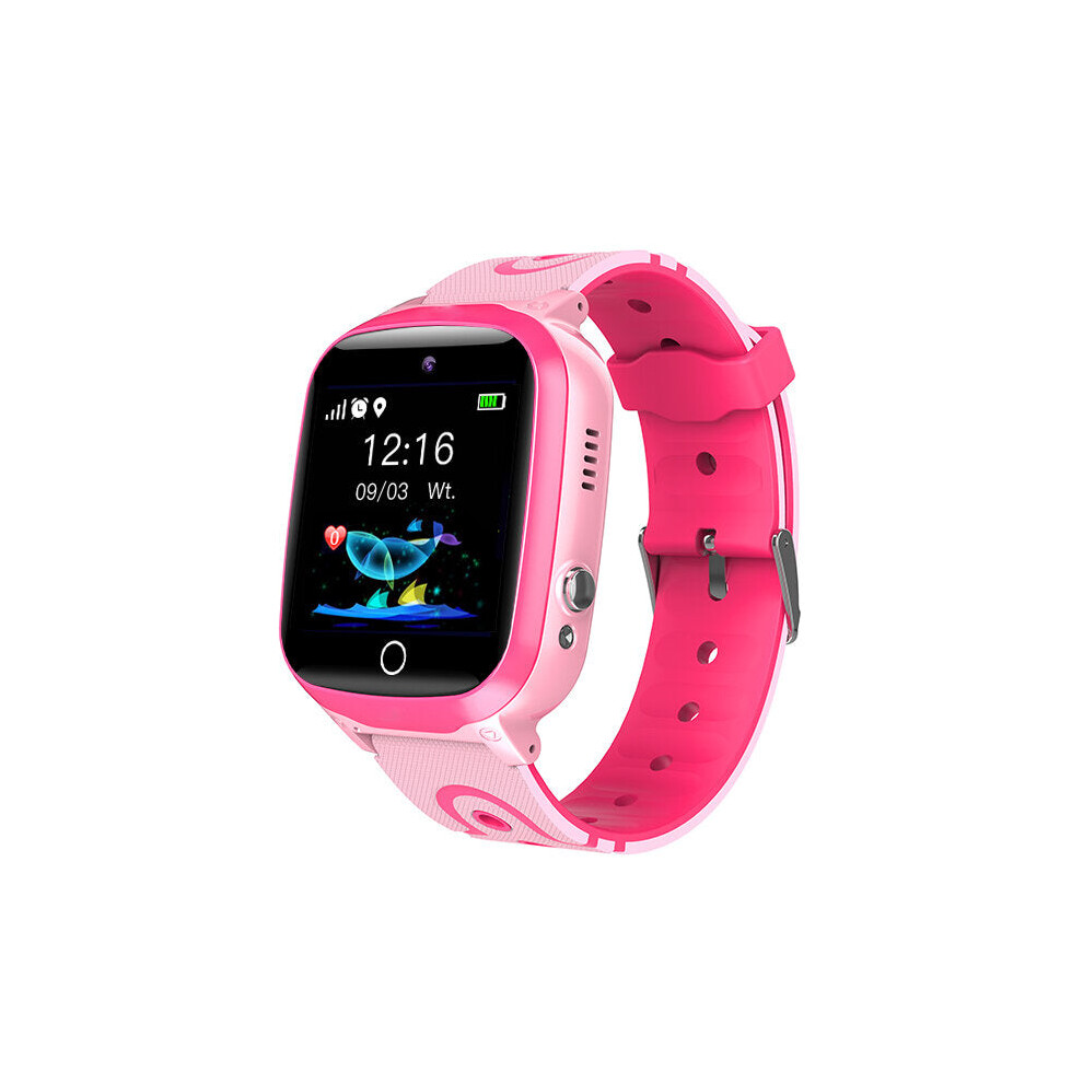 (Pink) 1.44 inch 2.5D IPS Touch Screen GPS LBS WIFI Location Tracking Two-Way Call SOS Camera IP67 Waterproof 480mAh Kids Smart Watch Phone