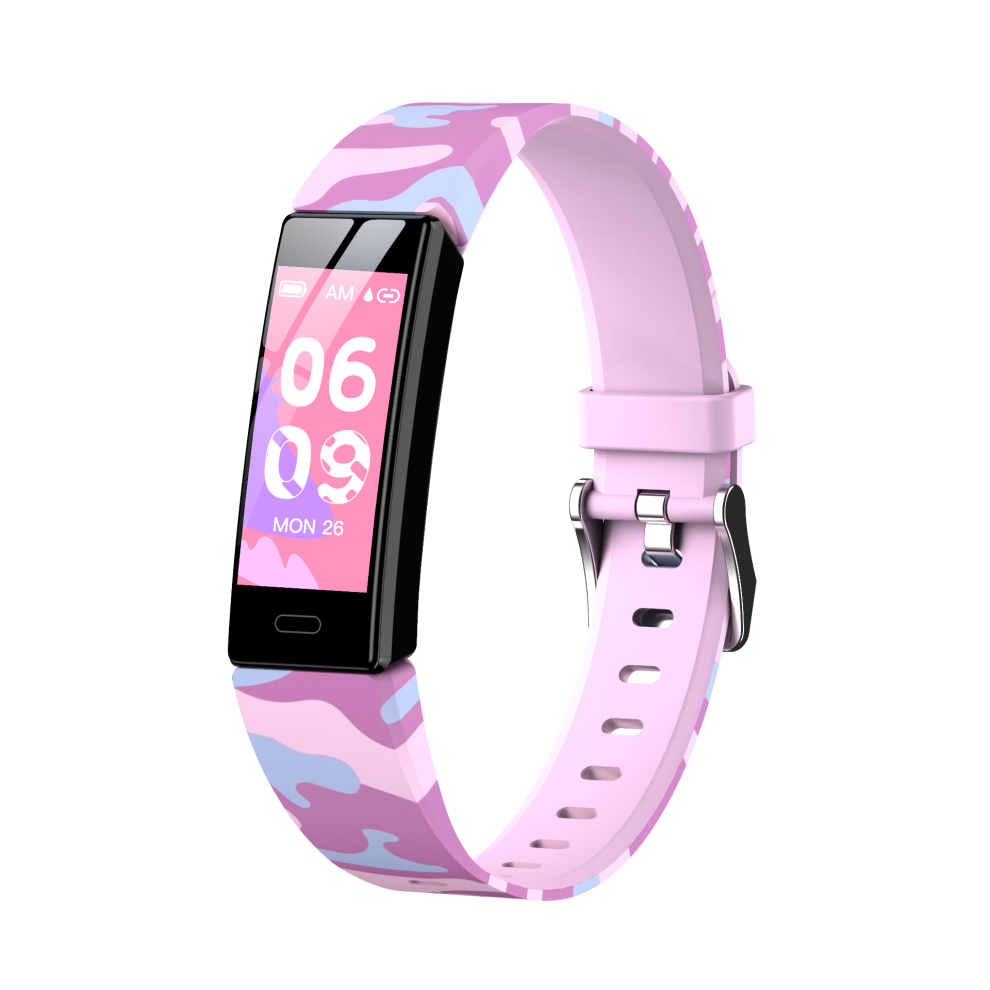 (Light pink) 0.69 inch IPS Screen Heart Rate Blood Pressure Monitor 20 Life Reminder Multi-Sport Modes IP68 Waterproof Children Smart Watch