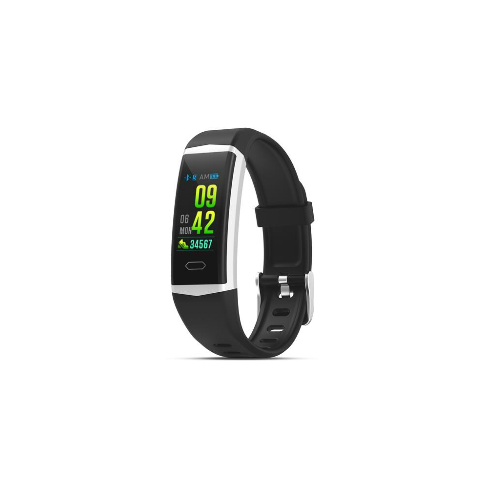 (Black) Built-in GPS Activity Record Heart Rate Blood Pressure IP68 Waterproof Message Weather Smart Watch Band