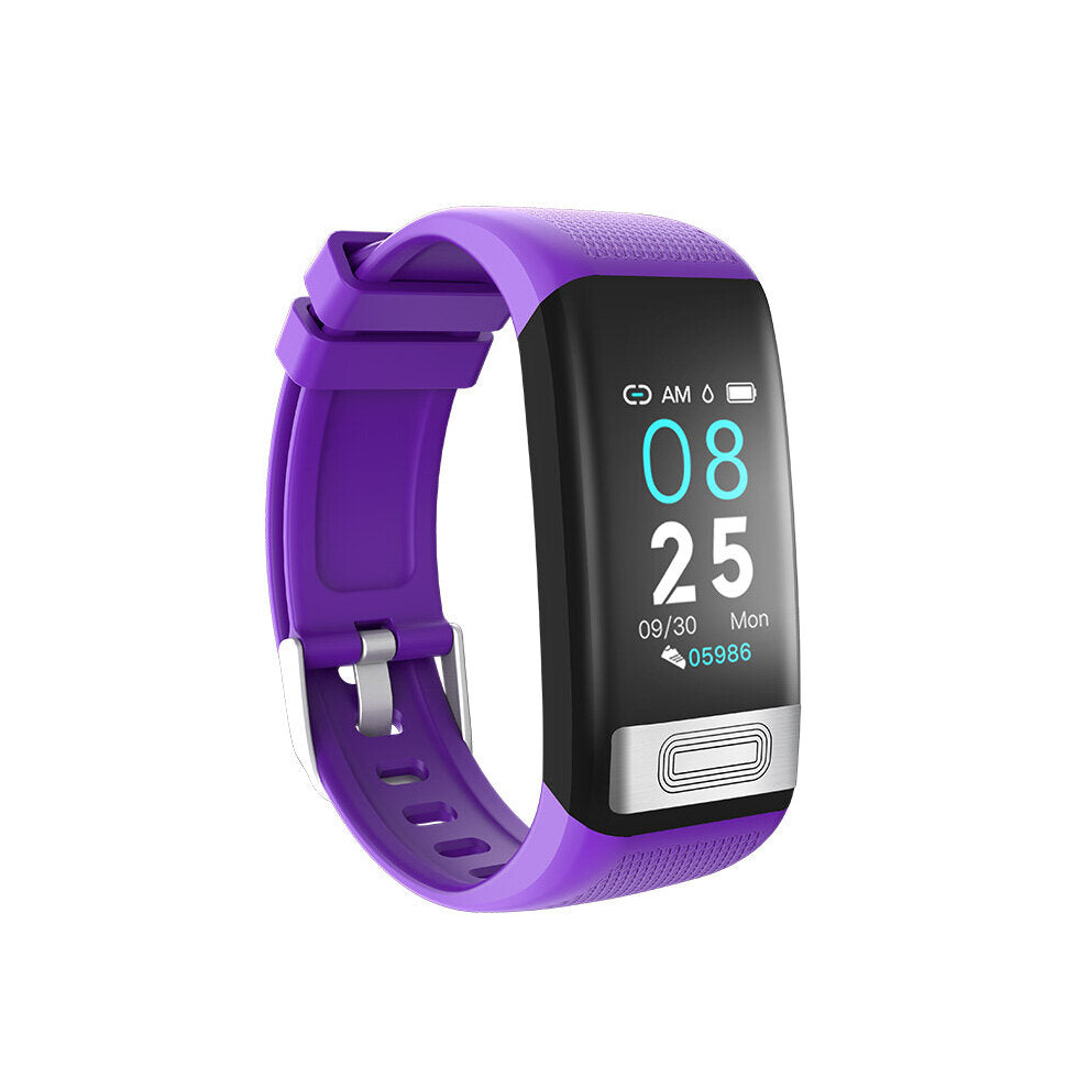 (Purple) CG Heart Rate Blood Pressure Monitor 1.14inch Brightness Control USB Charging IP67 Waterproof Smart Watch