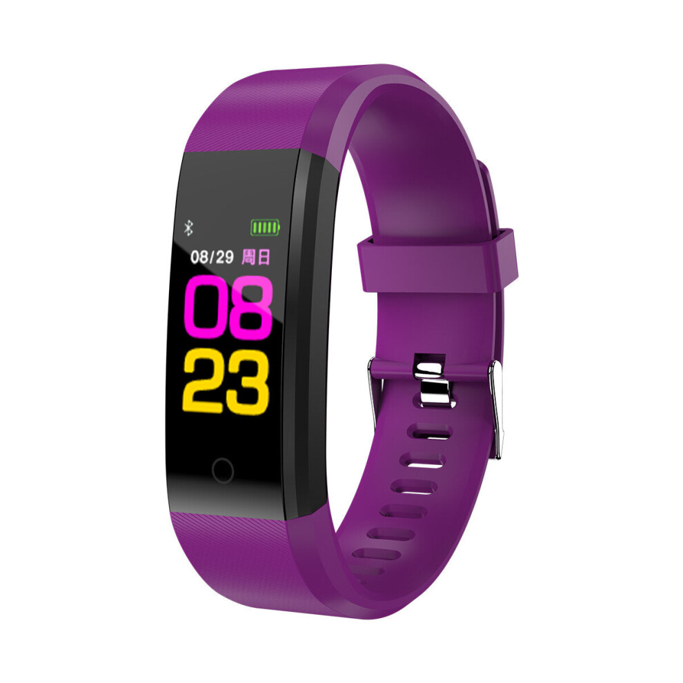 (Purple) 0.96 Inch TFT Color Display Smart Bracelet Heart Rate Blood Pressure Monitor Sport Watch