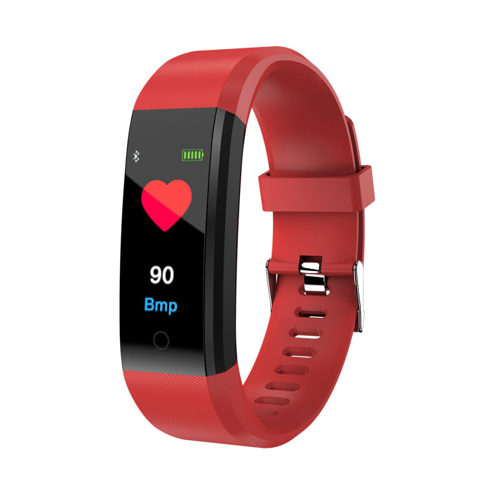 (Red) 0.96 Inch TFT Color Display Smart Bracelet Heart Rate Blood Pressure Monitor Sport Watch