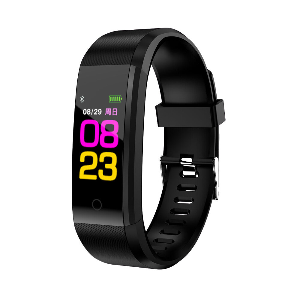 (Black) 0.96 Inch TFT Color Display Smart Bracelet Heart Rate Blood Pressure Monitor Sport Watch