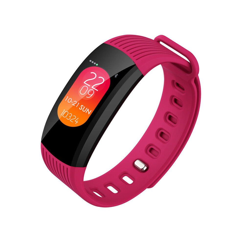 (Red) 0.96' Color Screen Watch Face Change Wristband 24 hours Continuous Heart Rate Monitor Smart Watch