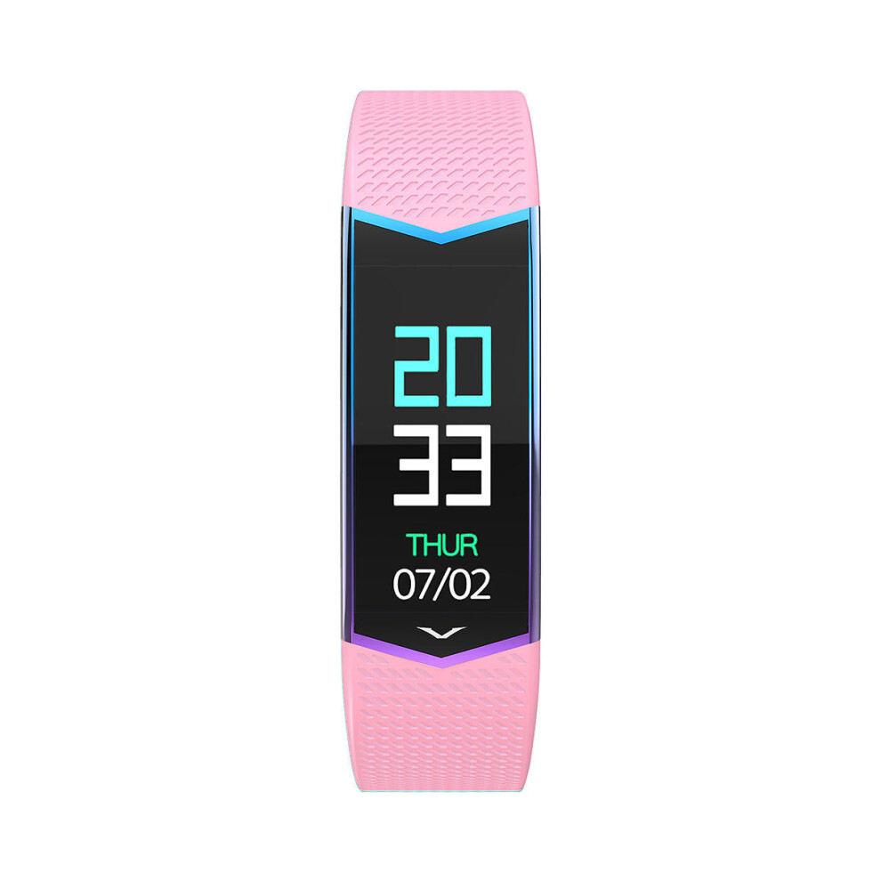 (Pink) Color Display 24-hour Continuous Heart Rate Blood Pressure WhatsApp Reminder Long Standby Smart Watch Band