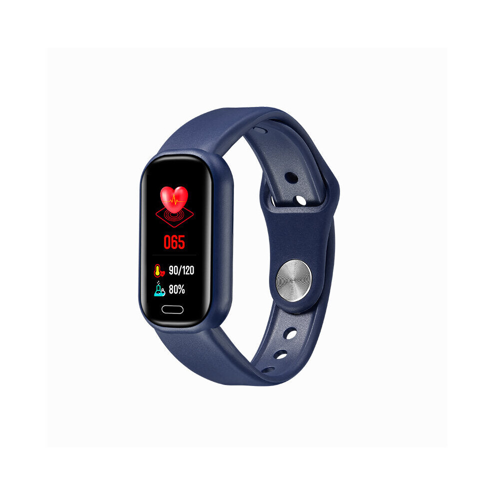 (Dark Blue) 0.96 inch Touch Screen Bluetooth Call Heart Rate Blood Pressure Blood Oxygen Monitor Customize Dial IP67 Waterproof BT5.0 Smart Watch