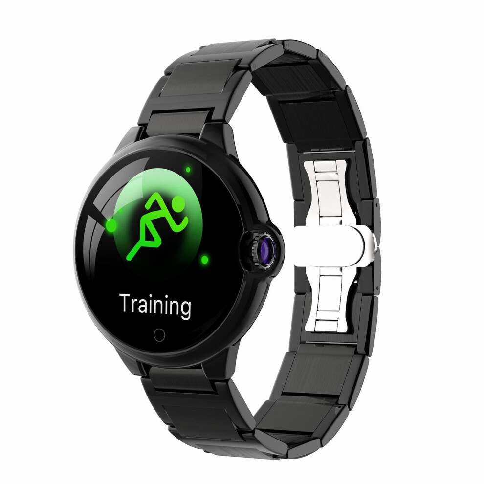 (Black-Stainless Steel) Sapphire Glass Screen Ultra-Thin Body Heart Rate Sleep Whatsapp Reminder 45Days Standby Smart Watch Blue 9495687790114