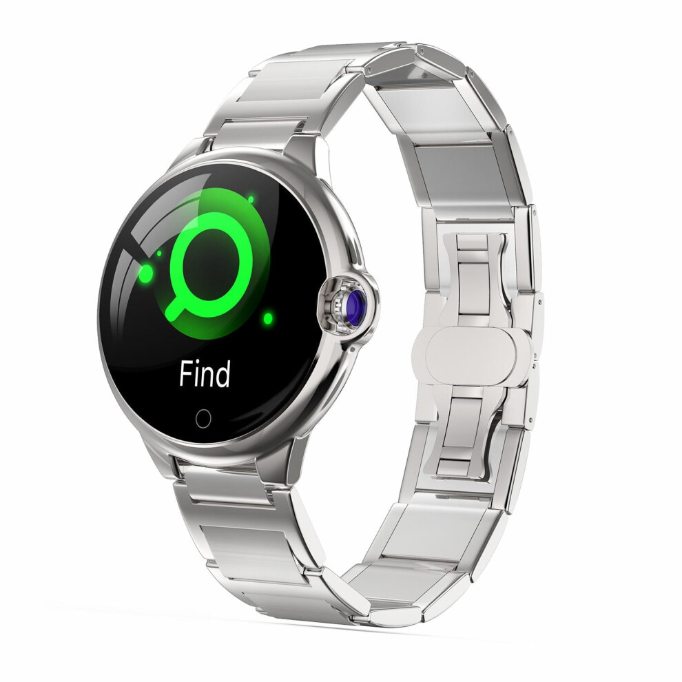 (Silver-Stainless Steel) Sapphire Glass Screen Ultra-Thin Body Heart Rate Sleep Whatsapp Reminder 45Days Standby Smart Watch Blue 9495687790145
