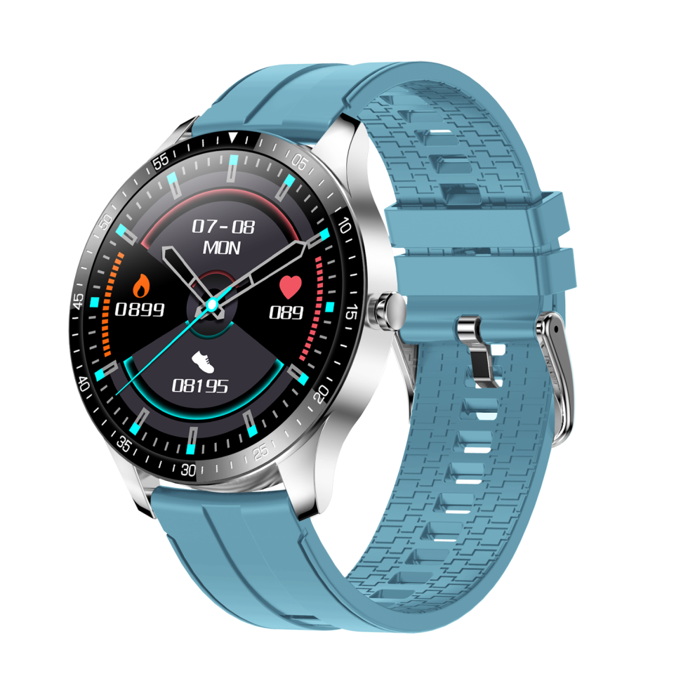 (-Silicone) Tooth 5.0 Full Touch Hd Screen Heart Rate Blood Pressure Monitor 30 Days Standby Multiple Watch Face Ip68 Waterproof Ultra-Thin Sm Blue 9495687798721
