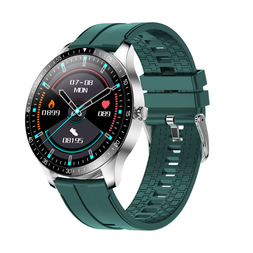(-Silicone) Bluetooth 5.0 Full Touch Hd Screen Heart Rate Blood Pressure Monitor 30 Days Standby Multiple Watch Face Ip68 Waterproof Ultra-Thin S Green 9495687798738