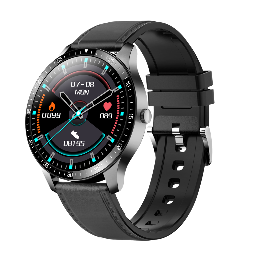 (-Leather) Bluetooth 5.0 Full Touch Hd Screen Heart Rate Blood Pressure Monitor 30 Days Standby Multiple Watch Face Ip68 Waterproof Ultra-Thin Sm Black 9495687798707