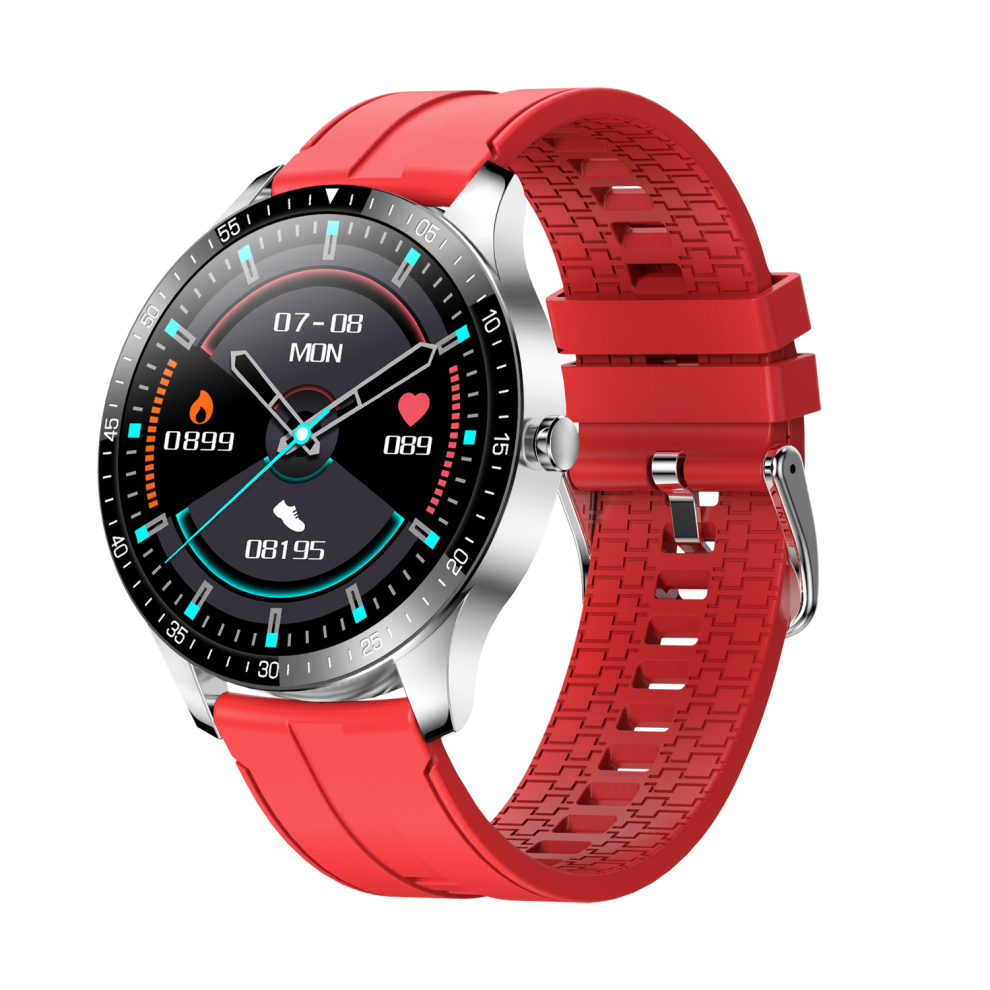 (-Silicone) Bluetooth 5.0 Full Touch Hd Screen Heart Rate Blood Pressure Monitor 30 Days Standby Multiple Watch Face Ip68 Waterproof Ultra-Thin Sma Red 9495687798752