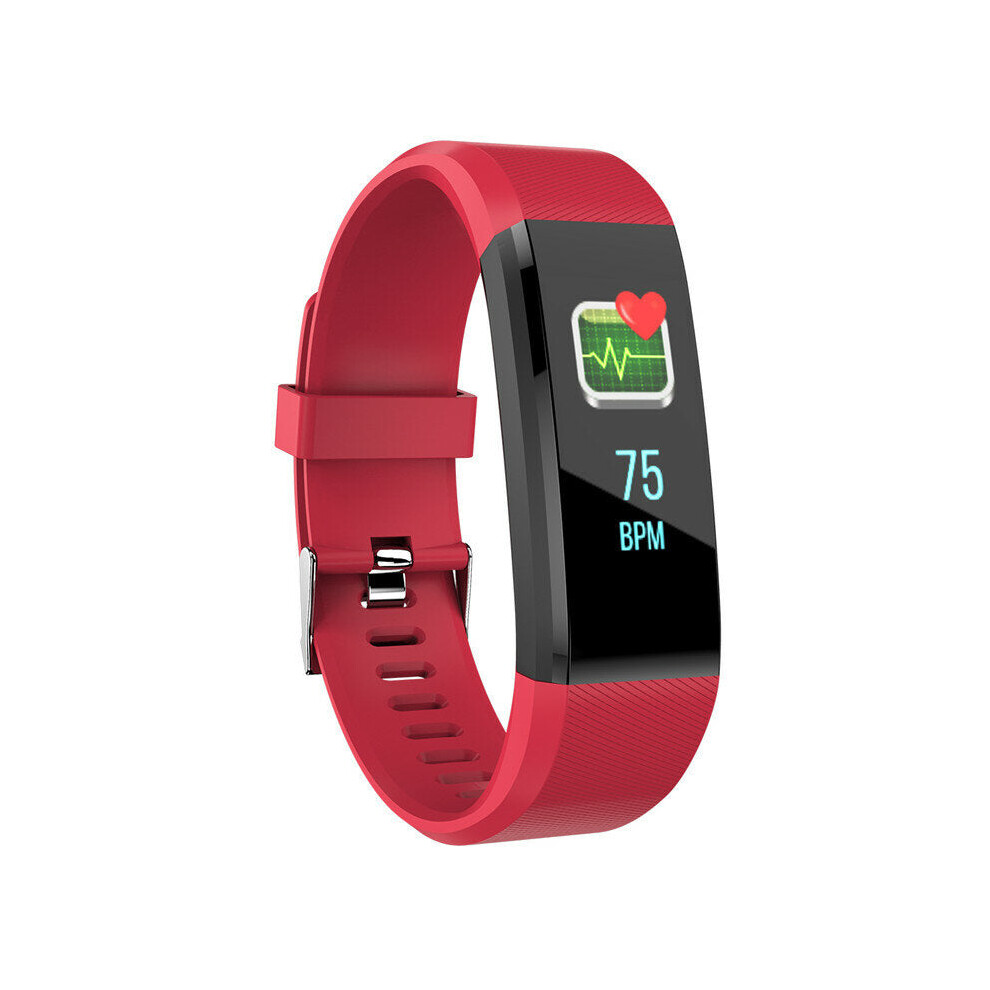 (Red) Dynamic UI Heart Rate Message View Sports Mode Multi-language Smart Watch Band