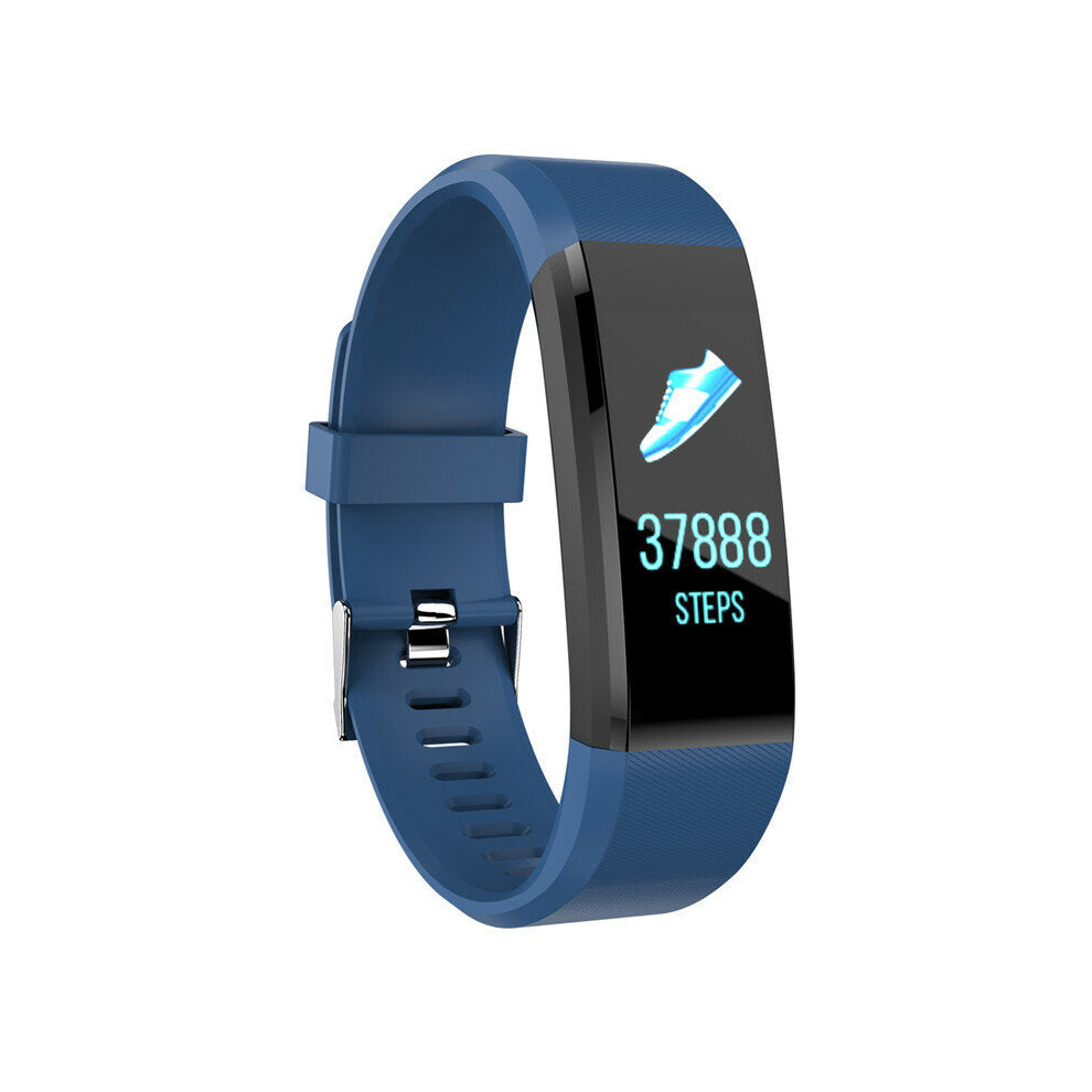 (Blue) Dynamic UI Heart Rate Message View Sports Mode Multi-language Smart Watch Band