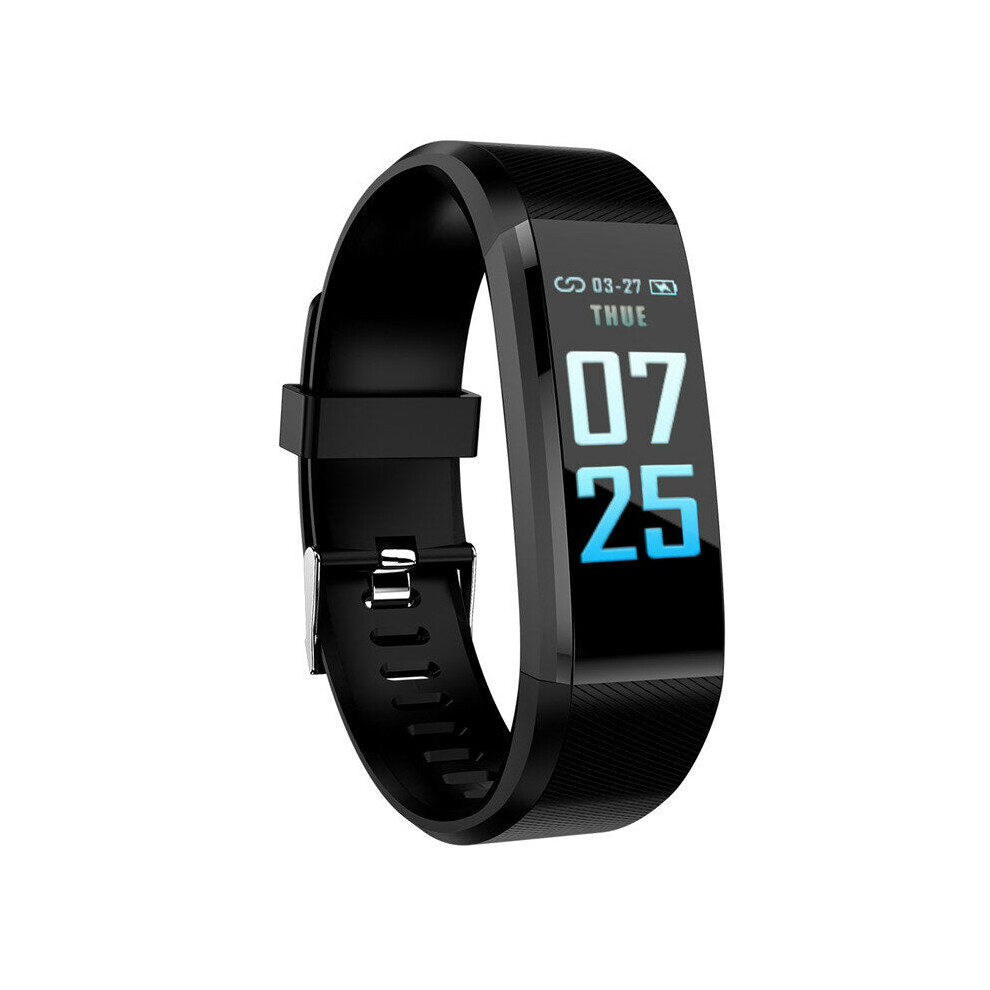 (Black) Dynamic UI Heart Rate Message View Sports Mode Multi-language Smart Watch Band