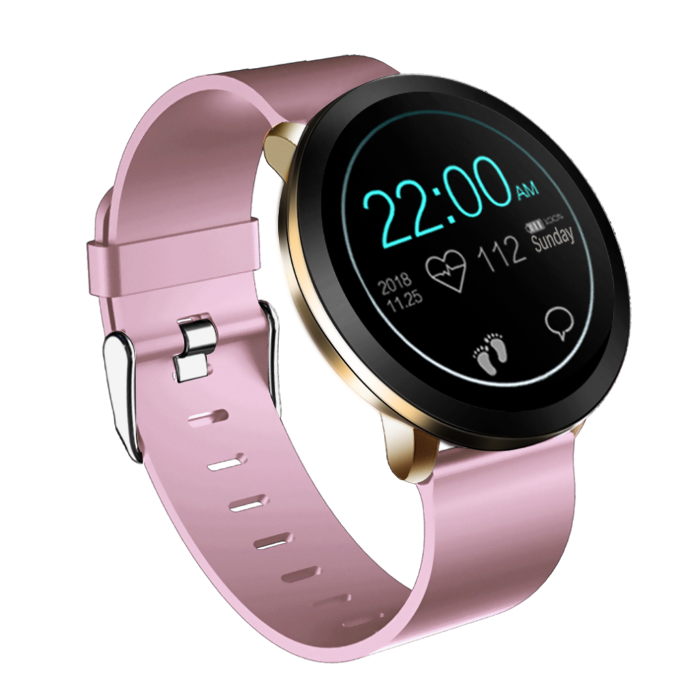 (Pink) Ultra-thin Explosion-proof Screen IP68 Waterproof Blood Pressure 8 Sports Mode Smart Watch