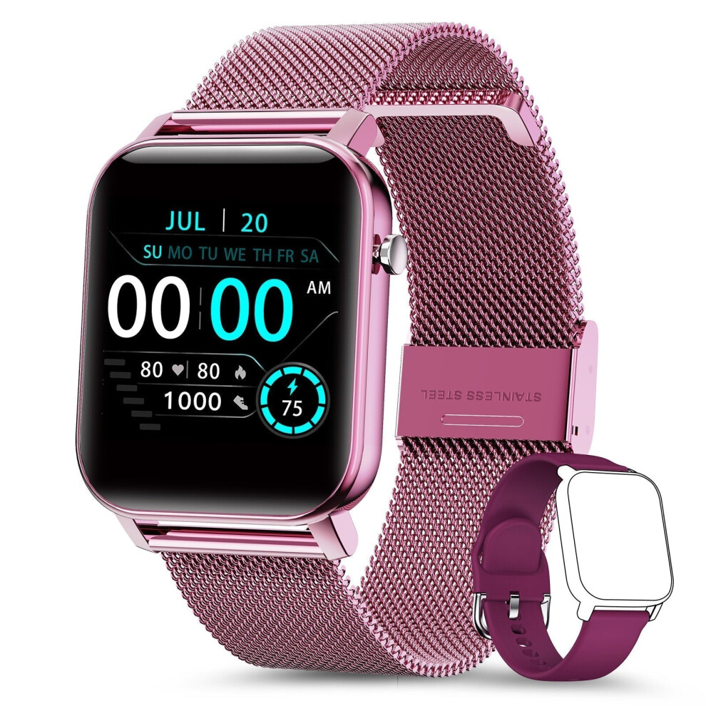 (Purple) Ultra-thin 1.4 inch Full Touch Screen Heart Rate Blood Pressure SpO2 Monitor 15 Sports Modes 30 Days Standby IP68 Waterproof Smart Watch