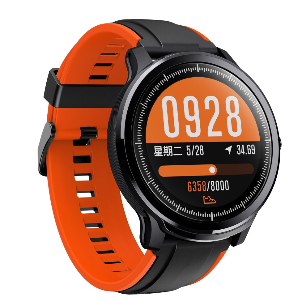 (Orange) 1.3 inch Full Touch Screen Heart Rate Blood Oxygen Monitor Customized Watch Face Multi-sport Modes Long Standby IP68 Waterproof Smart Watch