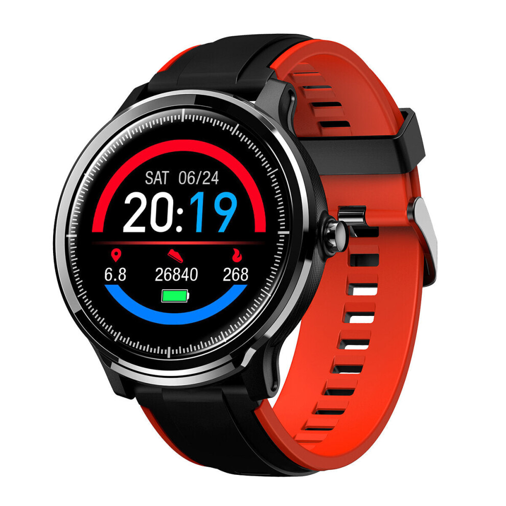 (Red) 1.3 inch Full Touch Screen Heart Rate Blood Oxygen Monitor Customized Watch Face Multi-sport Modes Long Standby IP68 Waterproof Smart Watch