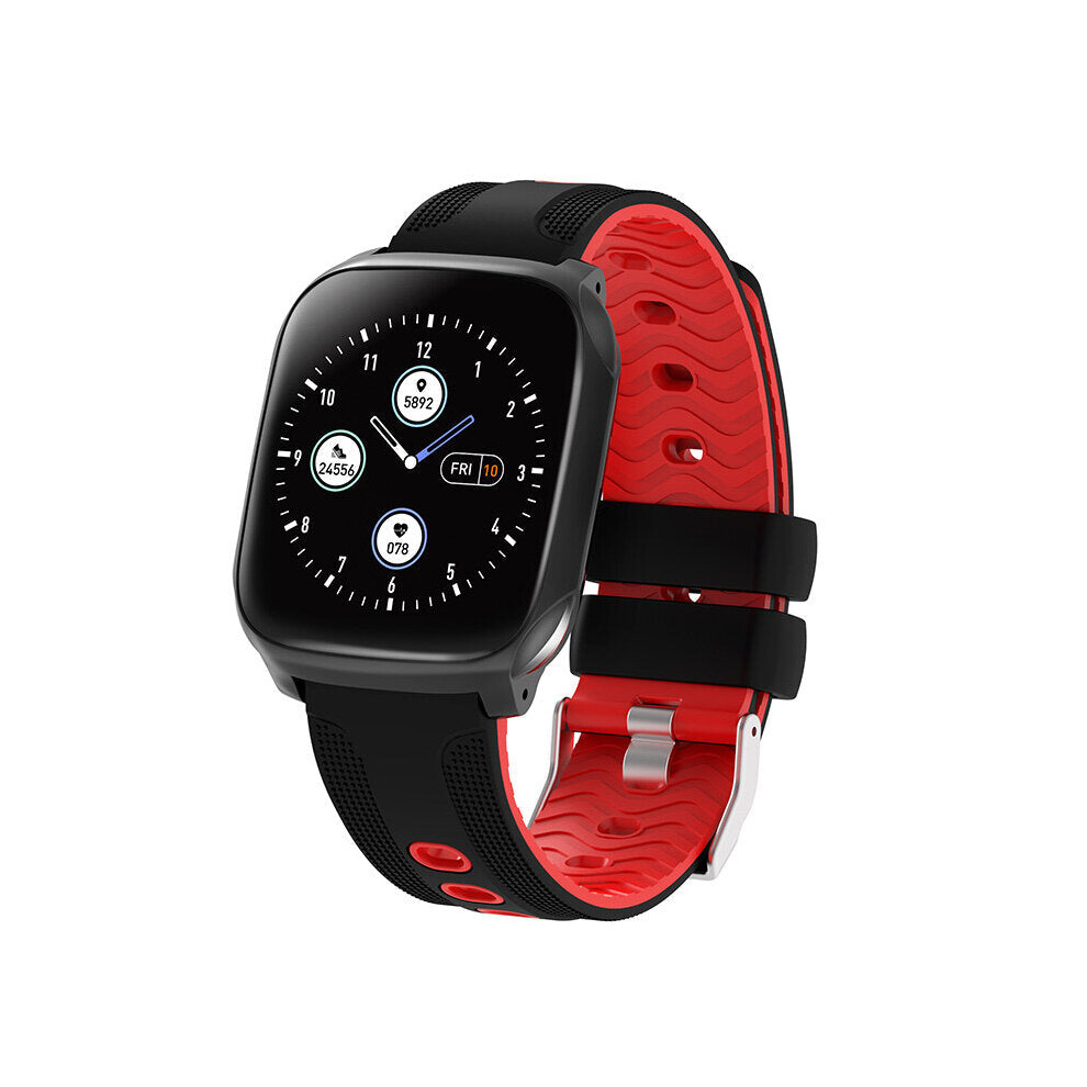 (Red) 1.3inch Full Touch Screen 3D Dymanic UI Heart Rate Blood Pressure Monitor Music Control Weather Push Smart Watch