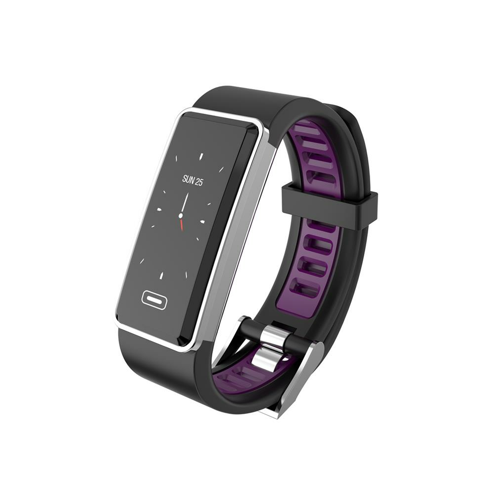 (Purple) Real-time Blood Pressure HR Monitor Multi-Sport Fitness Tracker Long Standby Smart Watch Band