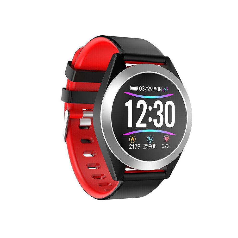 (Red) Brightness Adjust Heart Rate Blood Pressure Monitor 1.3inch HD IPS Screen 200mAh Long Standby Smart Watch