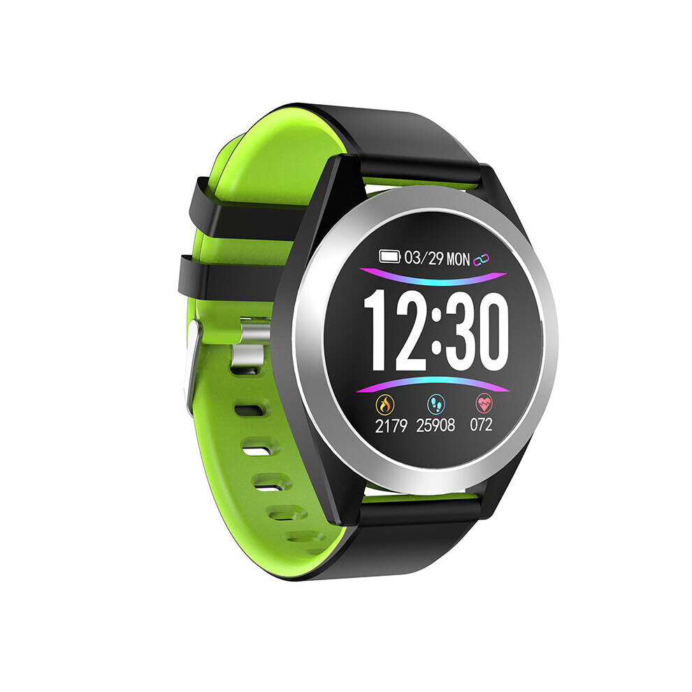 (Green) Brightness Adjust Heart Rate Blood Pressure Monitor 1.3inch HD IPS Screen 200mAh Long Standby Smart Watch