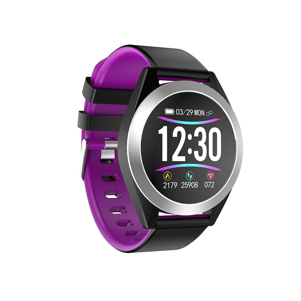 (Purple) Brightness Adjust Heart Rate Blood Pressure Monitor 1.3inch HD IPS Screen 200mAh Long Standby Smart Watch