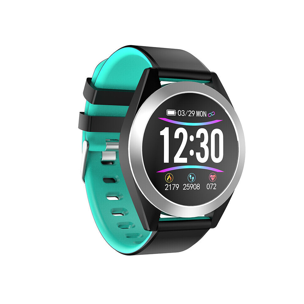 (Cyan) Brightness Adjust Heart Rate Blood Pressure Monitor 1.3inch HD IPS Screen 200mAh Long Standby Smart Watch