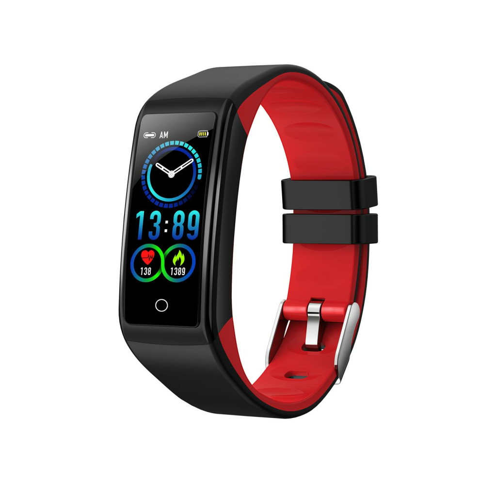 (Red) Custom Watch Face Blood Pressure Menstrual Period Caller ID View Fitness Tracker Long Standby Smart Watch Band