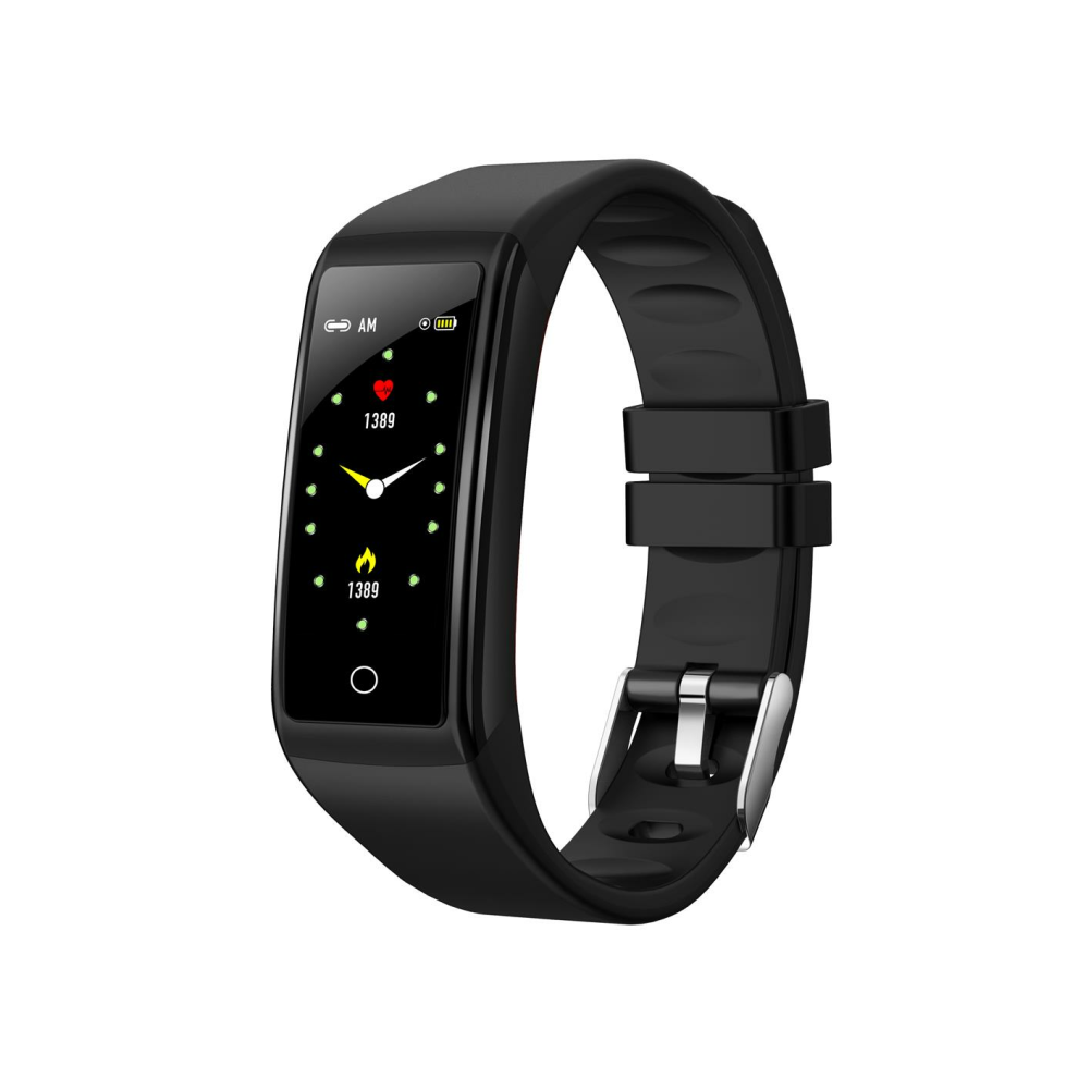 (Black) Custom Watch Face Blood Pressure Menstrual Period Caller ID View Fitness Tracker Long Standby Smart Watch Band