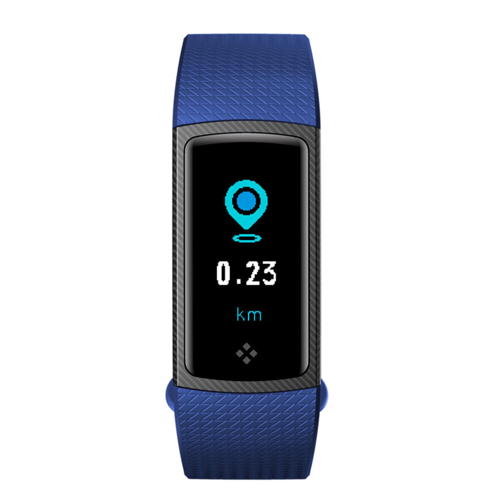 (Blue) 0.96 inch OLED Color Screen Blood Pressure Oxygen Heart Rate Monitor Sport Smart Watch