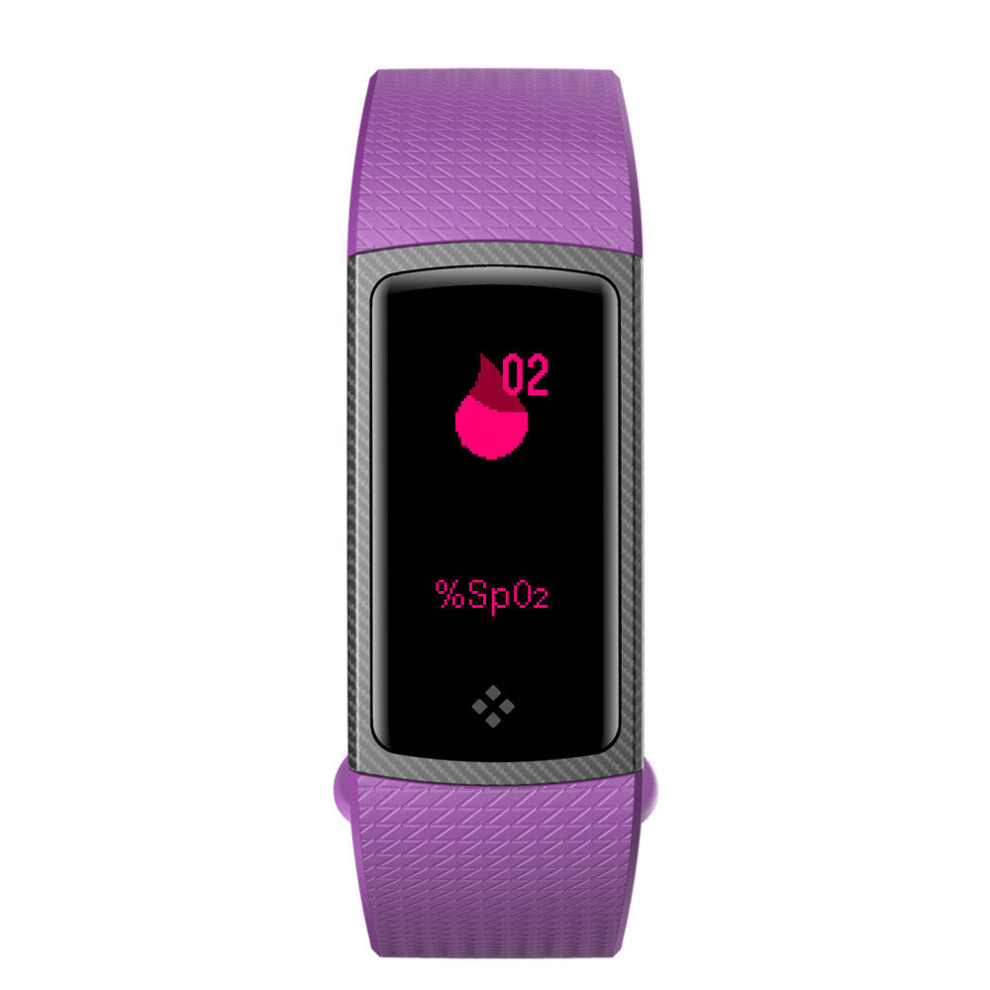 (Purple) 0.96 inch OLED Color Screen Blood Pressure Oxygen Heart Rate Monitor Sport Smart Watch