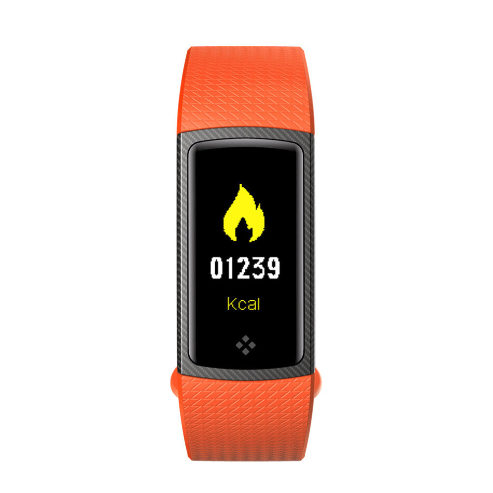 (Orange) 0.96 inch OLED Color Screen Blood Pressure Oxygen Heart Rate Monitor Sport Smart Watch