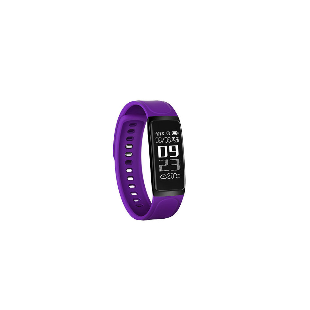 (Purple) Smart Bracelet Heart Rate Monitor Blood Pressure IP 67 Waterproof Watch for Android IOS