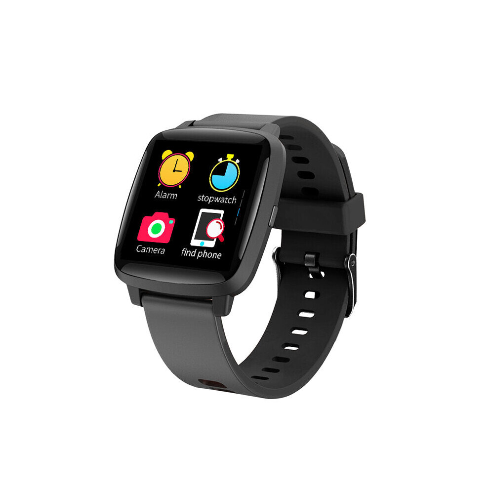 (Black) 1.3Inch Full Touch Screen Heart Rate Blood Pressure Oxygen Monitor Music Control Ultra-Thin Smart Watch Black 9495687790732