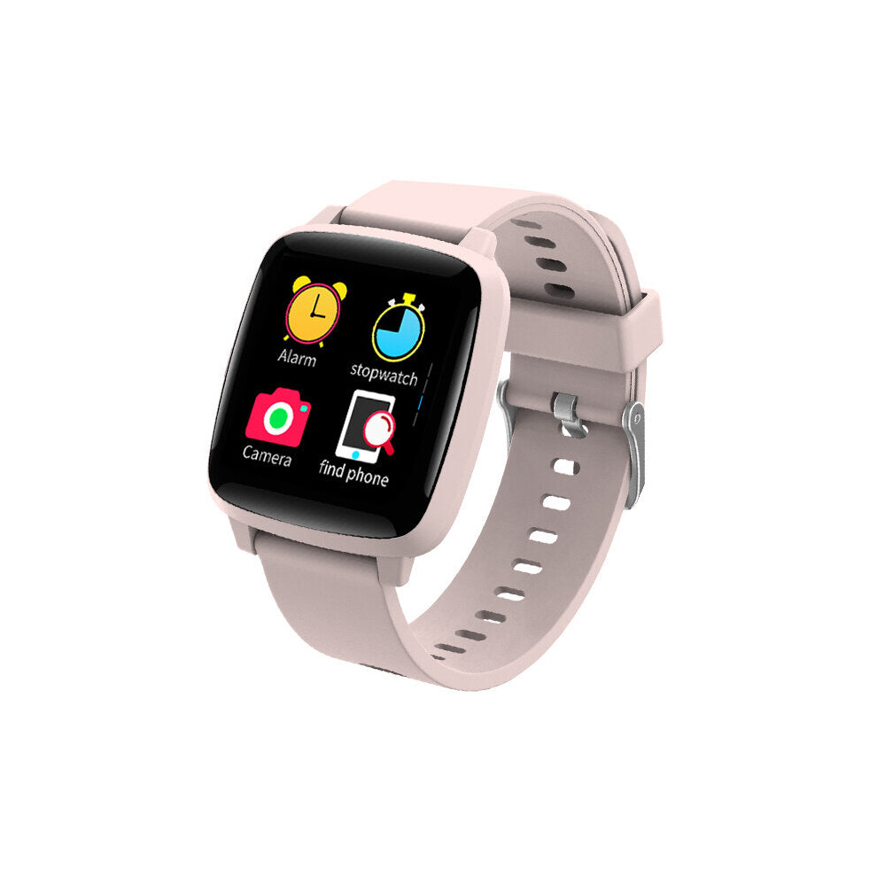 (Pink) 1.3Inch Full Touch Screen Heart Rate Blood Pressure Oxygen Monitor Music Control Ultra-Thin Smart Watch Pink 9495687790725